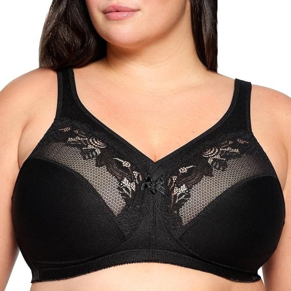 40G Glamorise 1003 MagicLift Minimizer Bra Wirefree Lift Support Everyday Black